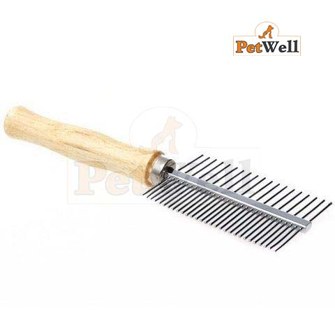 Petwell COMB WOODEN HANDLE DOUBLE SIDE